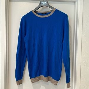 EQUIPMENT MEN’S BLUE HEATHER OATMEAL CASHMERE SWEATER SZ SMALL